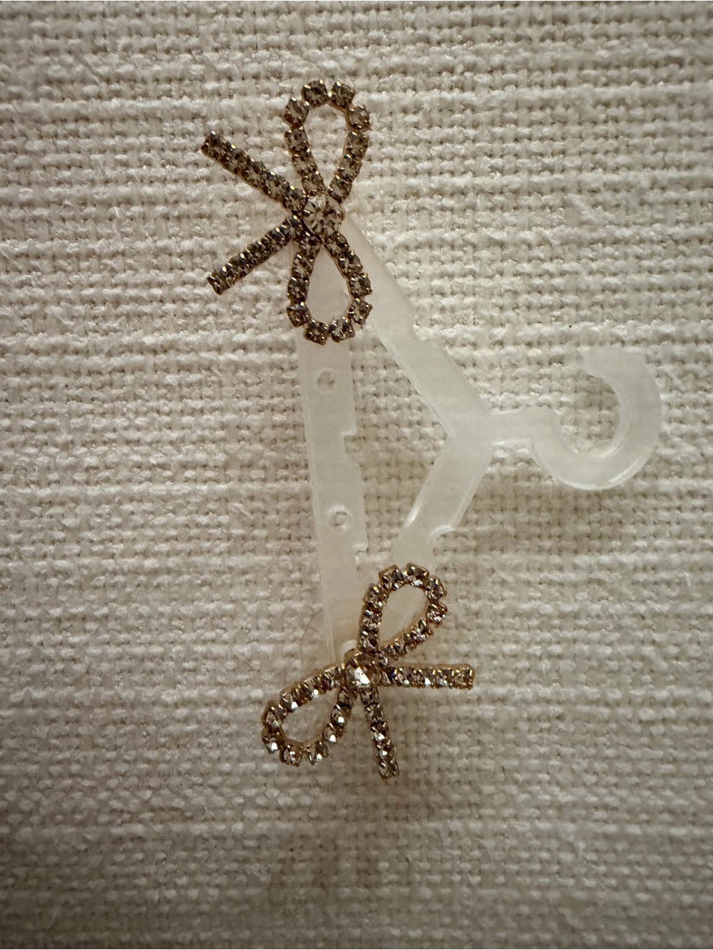 Bow Rhinestone Stud Earrings - Gold Tone